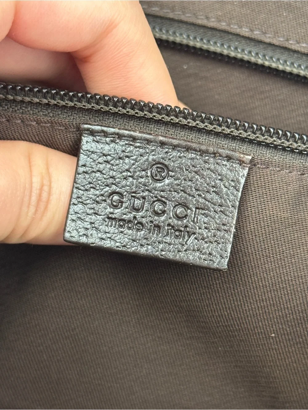 Gucci Beige GG Canvas Messenger Bag with Green-Red Web Strap